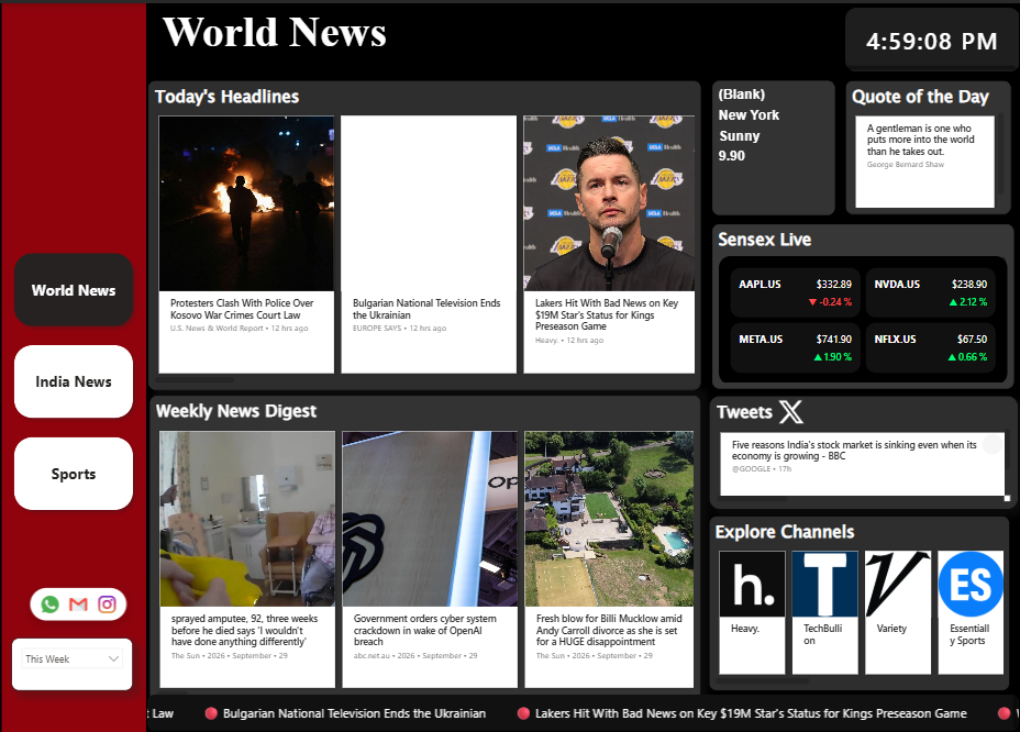 Real Time News Dashboard